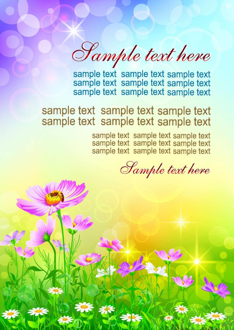free vector Colorful flowers background 01 vector